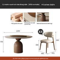 Table à manger ronde en ardoise de style vintage, mobilier de salle à manger, utilisation domestique, appartement, plateau rotatif, résistant à la chaleur, sans assemblage