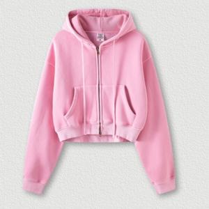 Sweat-shirt personnalisé à fermeture éclair pour femme, crop top à capuche zippé en coton - Product Image 5