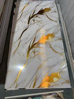 Panneau mural en PVC brillant MORLENX en or blanc artistique, effet marbre UV, pour décoration murale de luxe