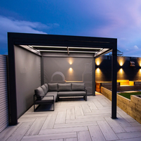 Pergola bioclimatique en aluminium imperméable avec système de toit à ouverture électrique Montage facile Rotation manuelle Coupe-vent pour jardin