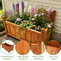 Jardinière rectangulaire en bois de sapin pour légumes d'extérieur, 2 tailles, bac à jardin surélevé écologique avec trou de drainage