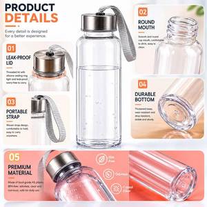 Bouteille d'eau sport transparente portable avec couvercle, sans BPA, en plastique, pour cadeaux promotionnels d'entreprise, idéale pour les activités sportives. - Product Image 4