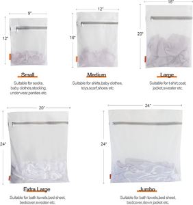 Sacs de rangement pliables personnalisés en maille avec fermeture éclair, en tissu 100 % polyester, réutilisables pour vêtements, chaussettes, pulls, chaussures - Product Image 5