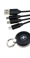 Meilleures ventes de cadeaux d'affaires, chargeur de clé USB avec gaine en nylon à charge rapide 5V, câble de charge multi-usage 3 en 1 avec logo personnalisé