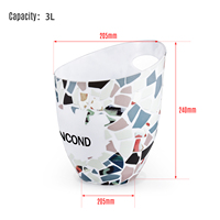 Seau à glace en plastique mini 3L avec logo personnalisé, poignée unique, certifié CE, portable, mignon, coloré, accessoire de bureau pour fêtes, emballé
