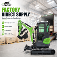 Mini Excavator LAWNIO 25U Siap Ekspor, Kabin, Track Karet, Kontrol Pilot, Cocok untuk Pertanian, Kebun, Pekerjaan Penggalian Parit, Mini Excavator Profesional