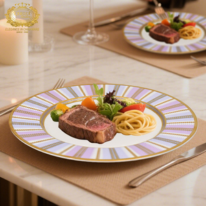 Assiettes de table de 10,5 pouces de la marque Royal, nouvelle collection de design français, couleur violette, pour la maison et les restaurants - Product Image 3