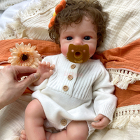 Poupée Reborn en Silicone de 19 Pouces pour Fille, Cheveux Bouclés, Hypoallergénique, Non Toxique, Bords Lisses, Idéale pour les Enfants