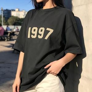 Camiseta Oversize Blanca para Hombre <span class=keywords><strong>Fear</strong></span> 1997 con Bordado del Número 1977, Casual, 100% Algodón Tejido, Cuello Redondo, Estilo Urbano, Manga Corta - Product Image 2