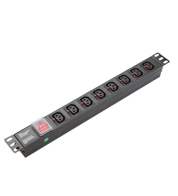 19" IEC13Rack Aluminum Alloy Black Rack Power Distribution Unit with 6 Ports 250VAC 10A