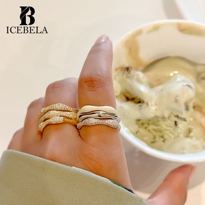 Gioielli raffinati eleganti di lusso placcato in oro 18k 925 in argento Sterling pavè zircone straccia anelli Anillos da donna