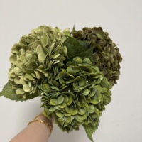 Hydrangea artificielle de haute qualité au toucher réel, grande fleur d'hortensia de luxe en latex, fleurs vert foncé pour la maison et les mariages, par Dalian Chermy