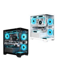 Boîtier T2 sans colonne pour ordinateur de bureau, vue sur la mer, en acier laminé à froid, carte mère MATX, DIY, refroidissement par eau, blanc, USB 3.0 frontal vertical