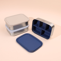 Boîte de conservation alimentaire en acier inoxydable anti-fuite de 1200 ml, boîte à lunch en acier inoxydable avec couvercle en silicone, boîte à lunch pour enfants