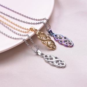 Pendentif Nœud de <span class=keywords><strong>Sorcière</strong></span> en Acier Inoxydable 304 Doré, Chaîne à Maillons, Médaille Celtique Triquetra Wiccan pour Collier Unisexe Homme Femme Bijoux - Product Image 5