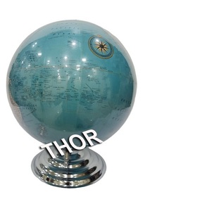 Nautical Home &amp; Office Desktop Table Decor Chrome Color <strong>Rotated</strong> Steel <strong>World</strong> <strong>Globe</strong> <strong>with</strong> Geography Appeal - Product Image 1