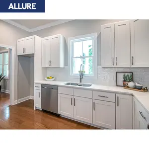 Allure conjunto completo de mobiliário, armários brancos de cozinha modernos