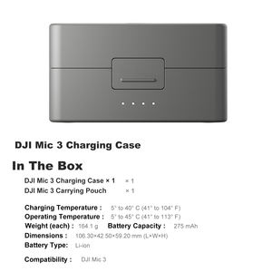 เคสชาร์จ DJI <span class=keywords><strong>Mic</strong></span> 3 ความจุแบตเตอรี่ 1950mAh ไมโครโฟนไร้สายแบบหนีบปกเสื้อ DJI รุ่นใหม่ ไมโครโฟนแบบคล้องคอ บันทึกเสียงได้นาน 28 ชั่วโมง และบันทึกเสียงภายในแบบ 32-bit Float - Product Image 3