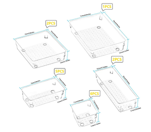 Juego de organizadores de cajones de plástico transparente de 4 tamaños, 25 uds., bandejas organizadoras versátiles para baño y tocador, para maquillaje, Oficina - Product Image 5
