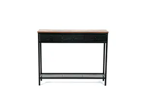 Table console avec 3 tiroirs non tissés, cadre en maille métallique, table d'appoint robuste et étroite pour petits espaces, entrée, salon,