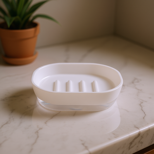 Portasapone Ovale Excelsa in Plastica 12,5x3,5x10,5 Cm con Drenaggio Automatico, Design Minimalista per il Bagno - Product Image 3