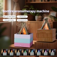 Lampe LED colorée en forme carrée pour la maison, le camping, 280 ml, USB, effet flamme de feu de camp, diffuseur d'huiles essentielles avec télécommande