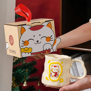 Tazza da tè in ceramica Maneki-neko carina 380ml con Design portafortuna per <span class=keywords><strong>caffè</strong></span> e <span class=keywords><strong>caffè</strong></span> regalo - Product Image 4