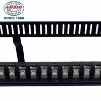 Panel Patch Jaringan ANSHI UTP CAT5E/CAT6/CAT6 dengan Desain Keystone Jack Snap-In Terpasang, 8/12/24/48 Port, Tinggi 1U