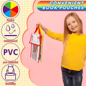 Fundas Protectoras para Libros Gruesas y Transparentes de <span class=keywords><strong>12</strong></span> x 10 x <span class=keywords><strong>1.18</strong></span> Pulgadas con Etiquetas para Nombres y Asas, Bolsas Organizadoras para Libros para Suministros de Oficina y Escolares - Product Image 3