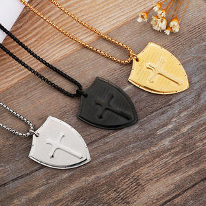 Collar de Bisutería de Moda para Mujer, Conjunto de Collar y Colgante de Acero Inoxidable con Diseño de Escudo - Product Image 2