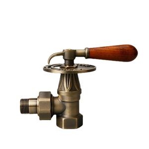 High-End Retro European American Style Heating Temperature Regulating 1/2 Joint Angle Valve <b>Wooden</b> Handle HVAC Systems Parts - Product Image 3