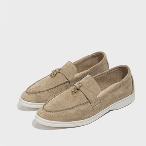 Mocassins de haute qualité pour femmes, style britannique décontracté, vintage, à boucle et à pompons, en cuir véritable, à enfiler - Product Image 5