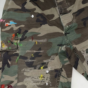 कस्टम छलावरण पीड़ित प्रिंट जींस स्ट्रीट शैली पुरुषों के रंगीन धुले डेनिम शॉर्ट्स लोगो वैकल्पिक - Product Image 3