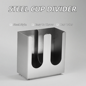 BEILAIFEI Disposable Stainless Steel Coffee Cup Divider with Beverage Straw and Metal <b>Rod</b> Bar Cup <b>Holder</b> - Product Image 2
