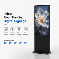 Supports 4K 32/43/49/55/65/75 pouces Écran LCD publicitaire d'intérieur Affichage de signalisation numérique avec écran tactile en option