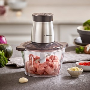 Picadora de carne Bear de 1L, eléctrica, de acero inoxidable, multifuncional, con tazón de vidrio para uso doméstico. - Product Image 3