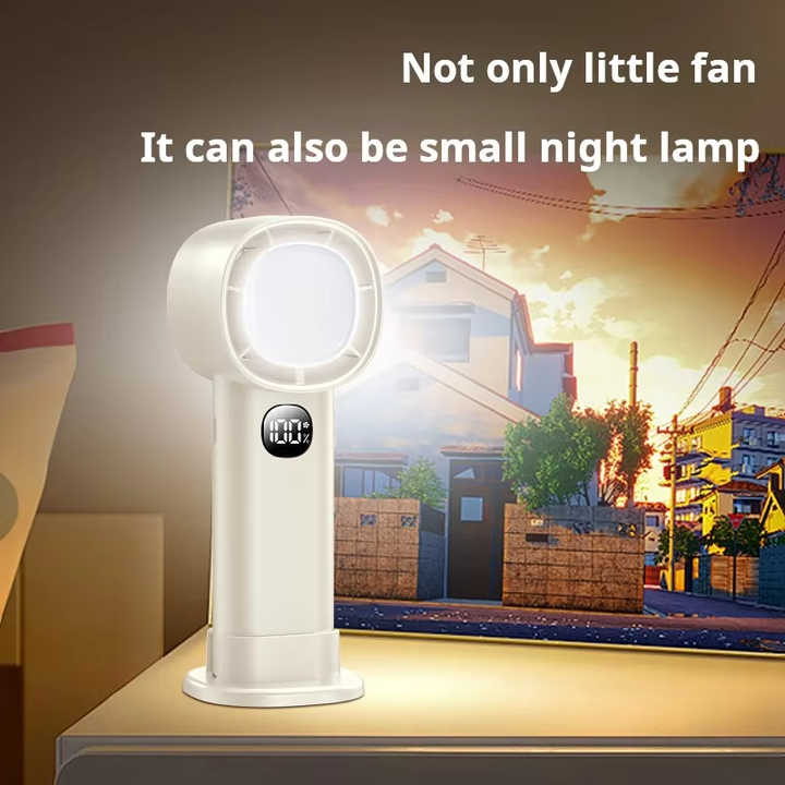 Creative High Quality 100 Speed Handheld Fan with Led Light Portable Mini Fan High Speed Pocket Rechargeable Desktop Fan