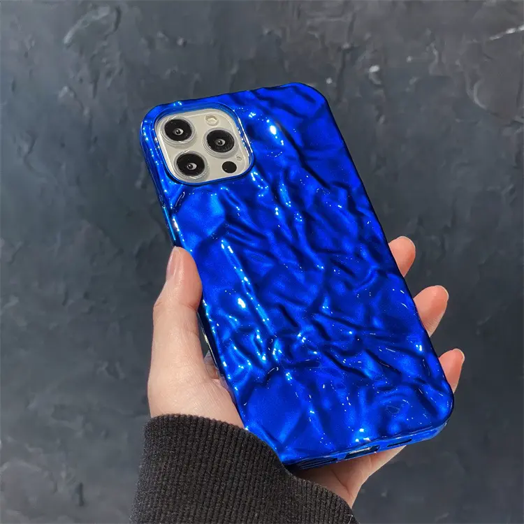 Tiktok Make Me Buy Blue Tin Foil Pattern Phone Case Soft Tpu Back Case Cover Shockproof Luxury Phone Shell