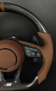 Volante de Cuero y Fibra de Carbono Forjado Personalizado de Fábrica, Color Marrón y Negro, Compatible con Audi A3 <span class=keywords><strong>A4</strong></span> A5 A6 B8 Q3 Q5 Q7 TT - Product Image 5