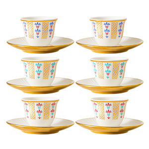 Ceramic Coffee Cup <b>Set</b> Porcelain Floral Design Oriental Style Luxury Retro Tea Party Drinkware <b>Mugs</b> With Saucers - Product Image 5