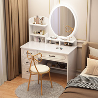Table de toilette avec lumière led miroir de maquillage luxe coiffeuse commode pour chambre bureau spacieux