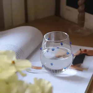 クリエイティブブルー不規則なドットデザインガラスカップかわいいセンスバブル水/ミルクジュース/ワインショットメガネギフト用 - Product Image 2