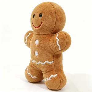 Peluche Personalizado de Hombre de Jengibre Navideño, Color Marrón Suave con Bordado Blanco, Adorable Hombre de Jengibre para las Fiestas - Product Image 3