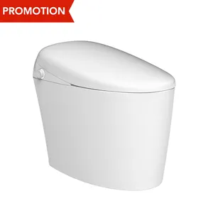 TEJJER Siphon Touchless Flush Bidet LED Electric Complete Ceramic Toilet  Set, Smart Toilet