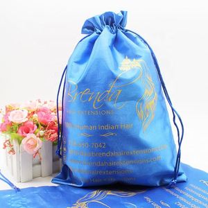 Sacs en satin personnalisés avec logo pour lingerie, extensions capillaires, perruques et mèches, avec cordon de serrage, emballage textile durable pour la vente en gros - Product Image 3
