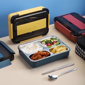 Metal stainless steel plastic tiffin heat thermal insulated loncheras escolares kids bento lunch box set tin children school