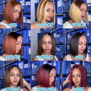 SDD 2x6 Kimky Closure <b>Bob</b> <b>Wig</b> 100% Human Hair Mixed Color Glueless <b>Wig</b> Bone Straight - Product Image 1