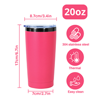 Gobelet isotherme personnalisé en acier inoxydable 18/8 de 20 oz, revêtement noir, couleurs mélangées, double paroi, tasse de voyage pour voiture avec couvercle coulissant pour gravure laser