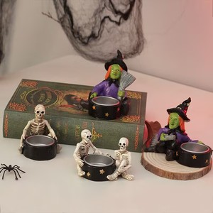 Decoración <span class=keywords><strong>de</strong></span> Halloween <span class=keywords><strong>de</strong></span> Resina: <span class=keywords><strong>Bruja</strong></span> con Portavelas <span class=keywords><strong>de</strong></span> 10*8.2*8.9cm, Accesorios <span class=keywords><strong>de</strong></span> Fiesta, Decoración <span class=keywords><strong>de</strong></span> Casa - Product Image 3