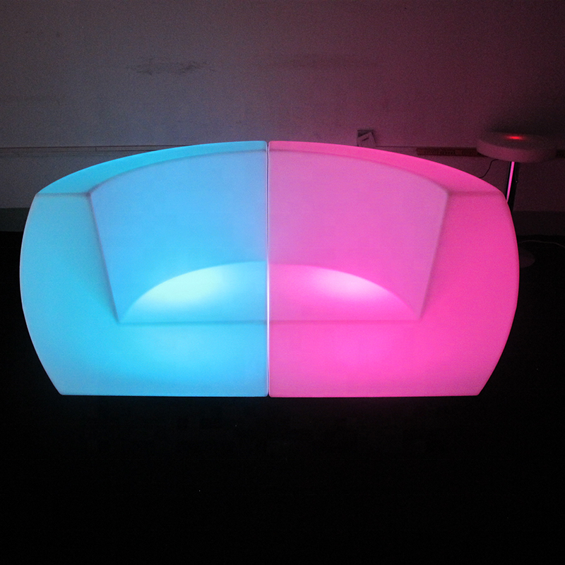 China top products led bar furniture light up rgb color changing nightclub sofa illusion sectional plastic curved sofa